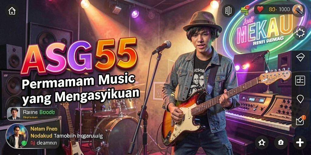 Screenshot gameplay ASG55 yang menampilkan aksi permainan musik.