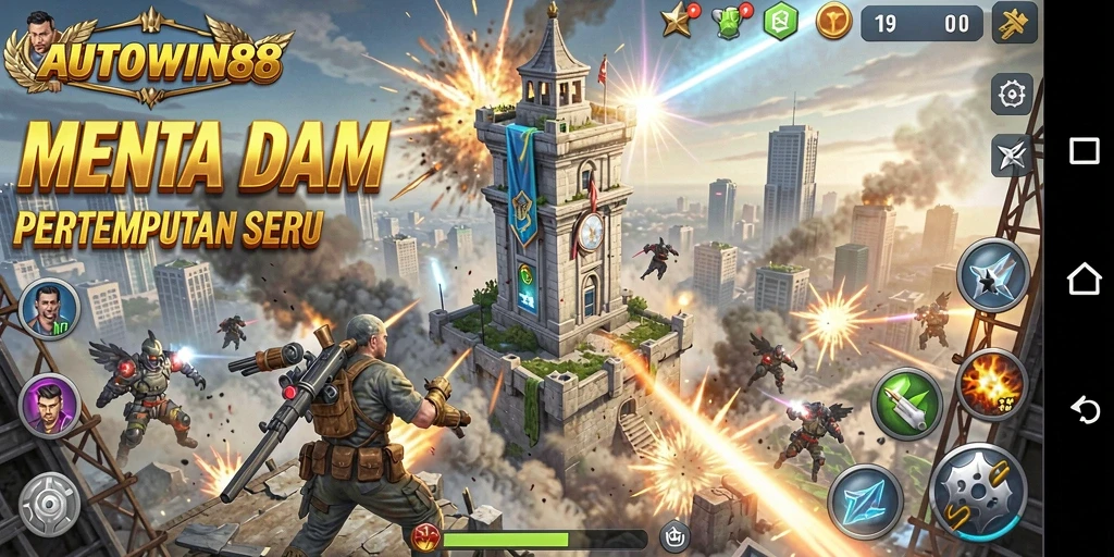 Screenshot gameplay AUTOWIN88 menampilkan pertahanan menara yang seru.
