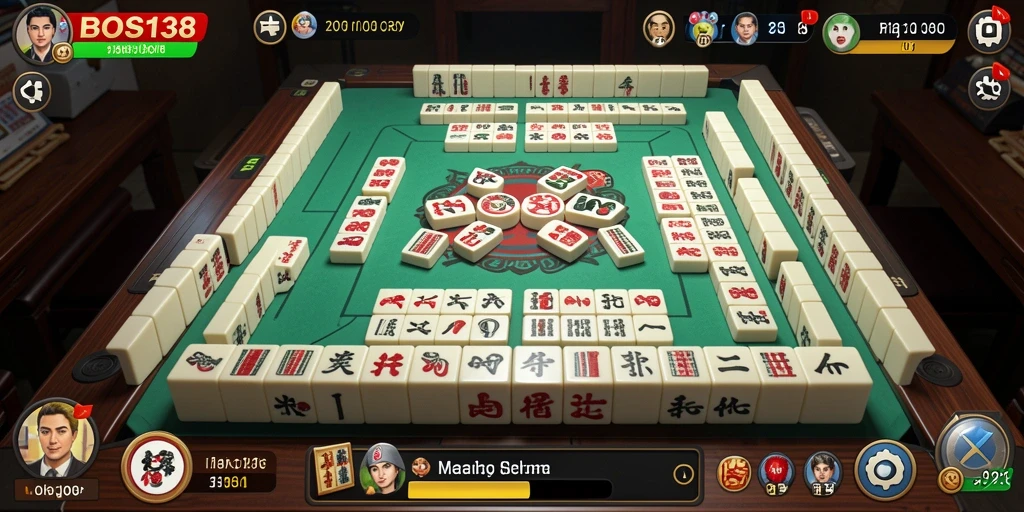 Screenshot gameplay BOS138 menampilkan papan Mahjong yang penuh warna dan menarik.