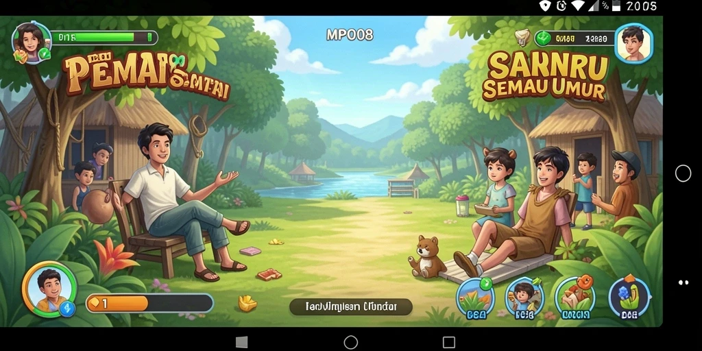 Tampilan gameplay MPO08 yang ceria dan menghibur.