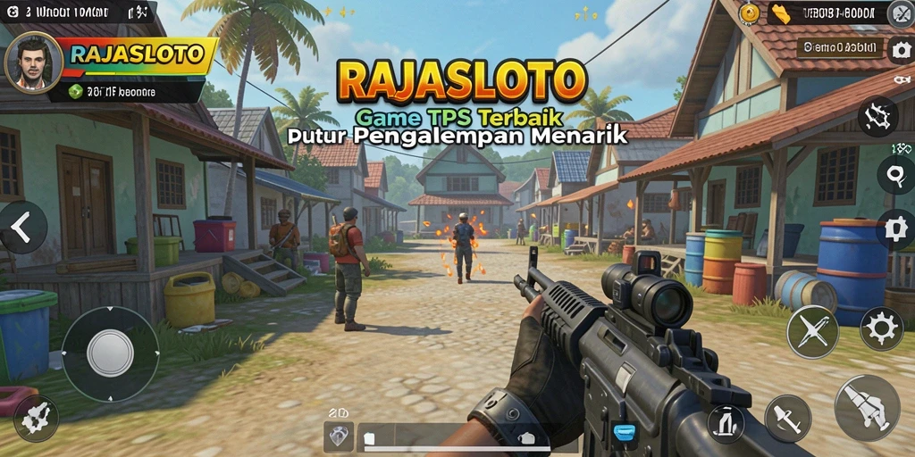 Screenshot menunjukkan aksi mendebarkan dalam gameplay TPS RAJASLOTO.