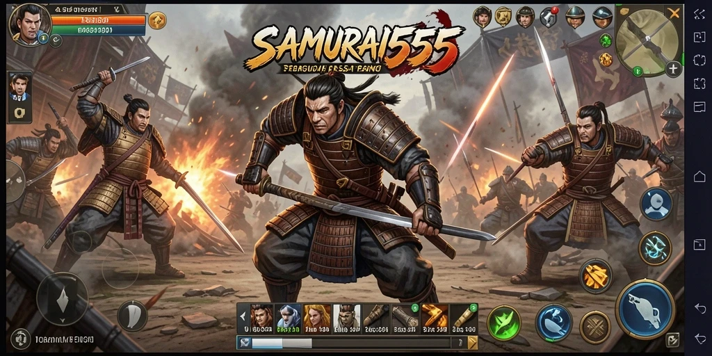 Tampilan menarik dari gameplay SAMURAI555 dalam pertempuran strategi.