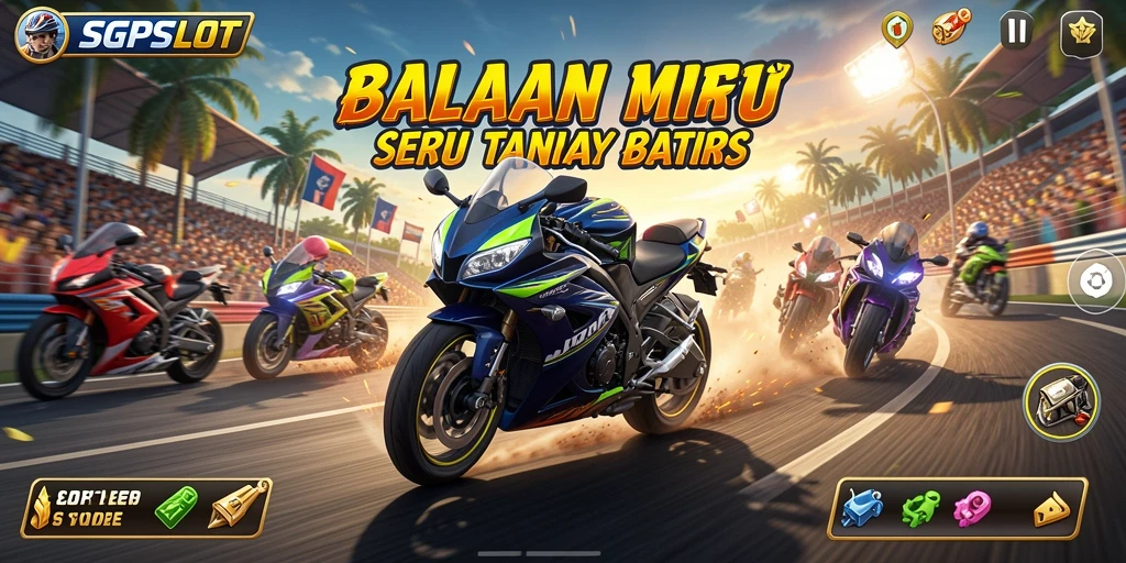 Tampilan gameplay SGPSLOT yang menampilkan aksi balapan motor yang mendebarkan.