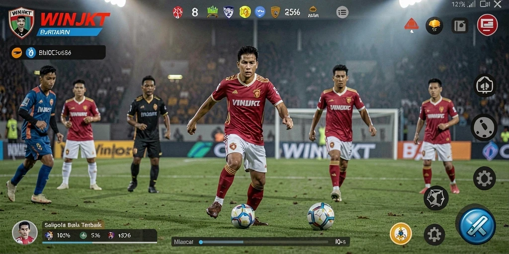 Tampilan gameplay seru di lapangan sepak bola dari WINJKT.