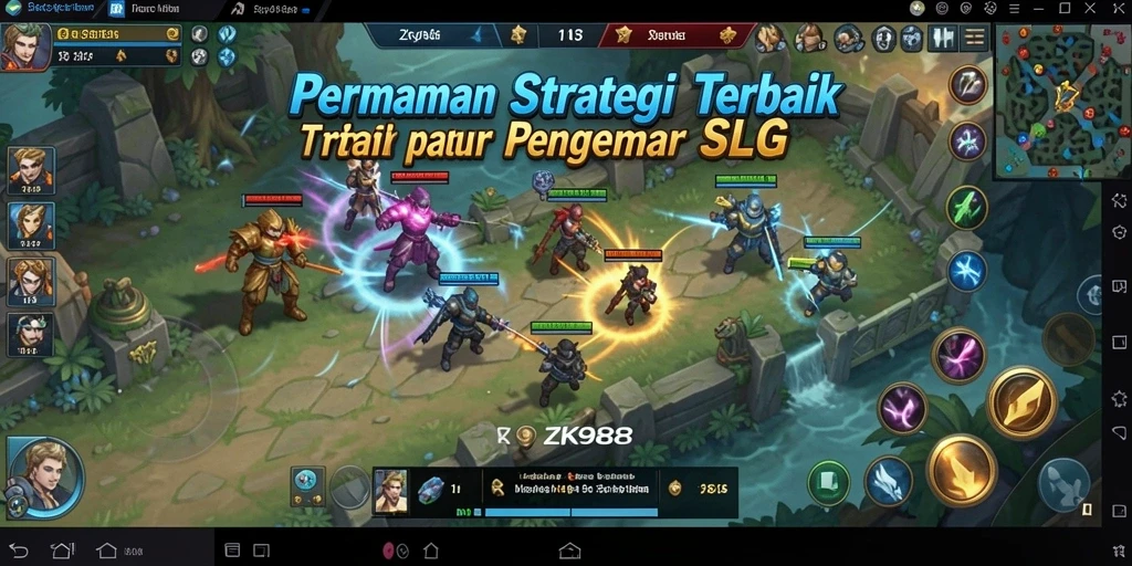 Screenshot gameplay ZK988 menampilkan pertempuran strategi yang intens.